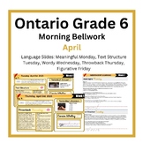 Morning Literacy: April Bell Ringers: Ontario Grade 6