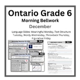 Morning Literacy: December Bell Ringers: Ontario Grade 6