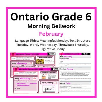 Preview of Morning Literacy: February Bell Ringers: Ontario Grade 6