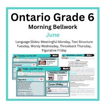 Preview of Morning Literacy: June Bell Ringers: Ontario Grade 6
