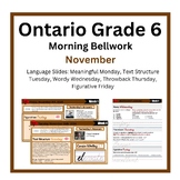 Morning Literacy: November Bell Ringers: Ontario Grade 6