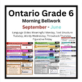 Morning Literacy: September-June Bell Ringers: Ontario Grade 6