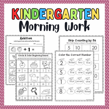 Preview of Morning Morning Work Printables Math & Literacy!