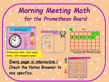 Preview of Morning Math Meeting for Promethean Board Using Common Core