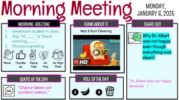 Preview of Morning Meeting 1 - 17 (Semester 1) Video, Quote, Poll- Save Time -SEL