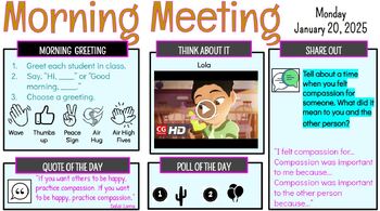 Preview of Morning Meeting  # 19 - Compassion- SEL