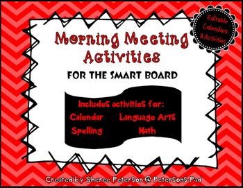 Preview of Morning Meeting Activities for the SMART BOARD