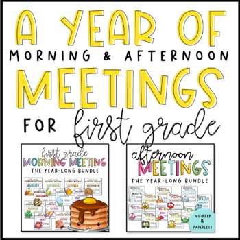 Preview of Morning & Afternoon Meetings for First Grade | YEAR-LONG BUNDLE | Google Slides