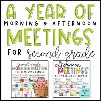 Preview of Morning & Afternoon Meeting for Second Grade | YEAR-LONG BUNDLE | Google Slides
