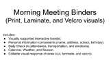 Morning Meeting Binder - Interactive Booklet for Special E