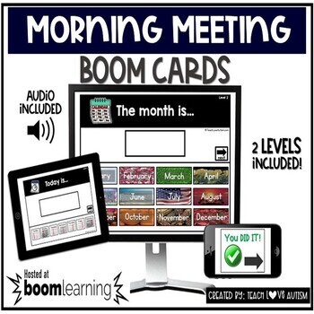Preview of Morning Meeting Boom Cards | Calendar Smart Board Presentation
