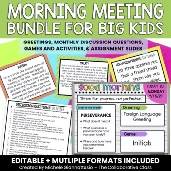 Preview of Morning Meeting Bundle of Resources | Upper Elementary