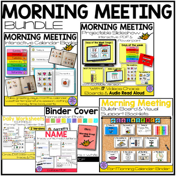 Preview of Morning Meeting Calendar Activities BUNDLE with Video Choice Boards Special Ed