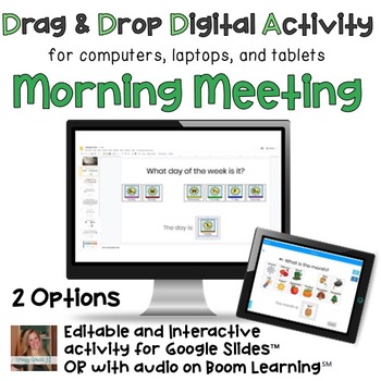 Preview of Digital Morning Meeting Calendar Time Interactive Activity for Special Ed