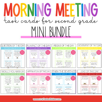 Preview of Morning Meeting Task Cards For Second Grade Mini Bundle | Circle Time