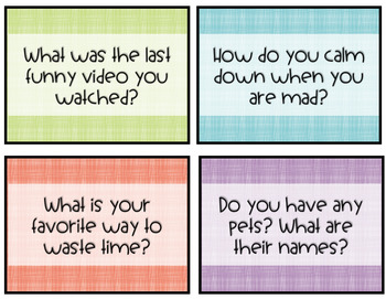 Morning Meeting Conversation Starters in Color and B&W | TpT