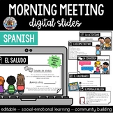 Morning Meeting Editable Digital Slides - SPANISH