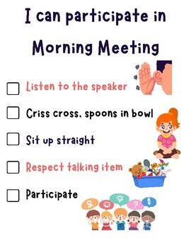Preview of Morning Meeting Expectations Anchor Chart