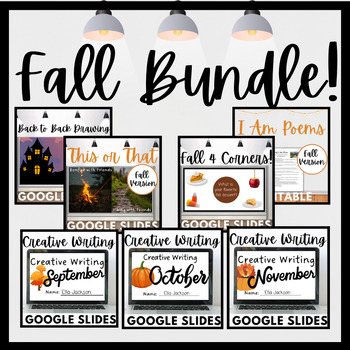 Preview of 11 Morning Meeting Fall Team Builder and Fall Creative Writing Bundle!