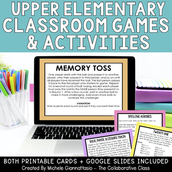 Preview of Morning Meeting Games & Activities for Upper Elementary | Brain Break Games