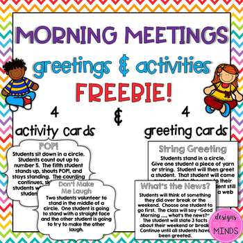 Preview of Morning Meeting Greetings and Activities FREEBIE!