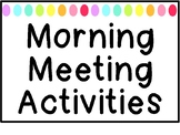 Morning Meeting Ice Breaker Games Activities Ice Breakers Pack