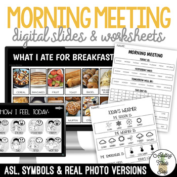 Preview of Morning Meeting Interactive Slides, Activities and Worksheets