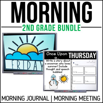 Preview of Morning Meeting + Morning Journal Prompts - 2nd Grade Back to School Bundle