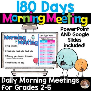 Preview of Morning Meeting Pack- 180 Days of Morning Meetings - Grades 2-6