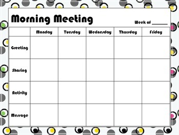 Preview of Morning Meeting Planning Template