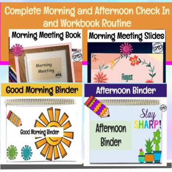 Preview of Morning Meeting Presentation with Workbook Morning & Afternoon Work Binder