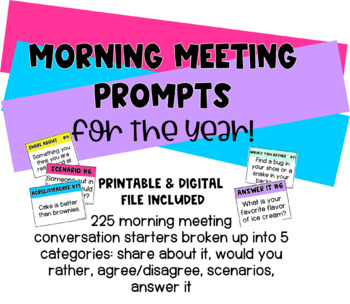 Preview of Morning Meeting Prompt MEGA Bundle! (Printable & Digital versions)