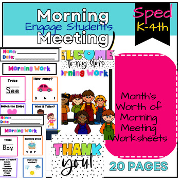 Preview of Morning Meeting SPED Morning Work | Practice