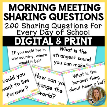 Preview of Morning Meeting Sharing Questions- 200 Fun Discussion Questions