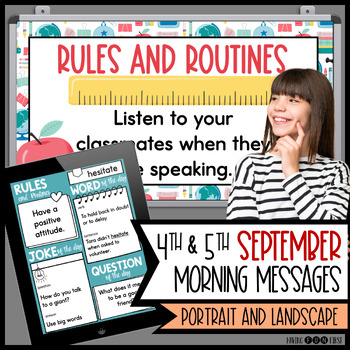 Preview of Morning Meeting Slides September Daily Morning Message 4th and 5th Grade