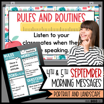 Preview of Morning Meeting Slides September Morning Message 4th 5th Grade #summersavings24