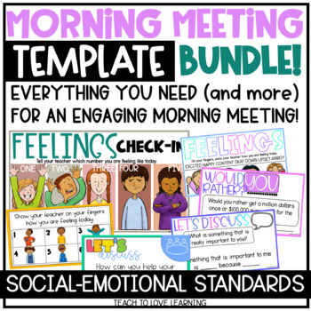 Preview of Morning Meeting Slides Bundle | Social Emotional Learning | Class Meeting Slides