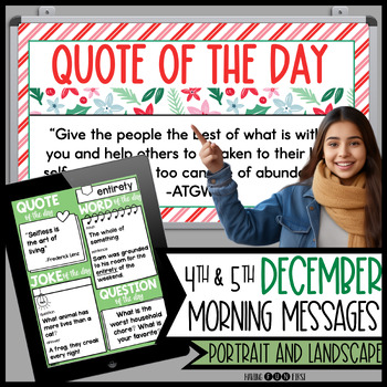 Preview of December Morning Meeting Slides Digital and Print Morning Message 4th 5th