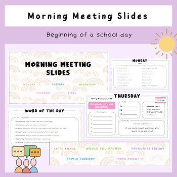 Preview of Morning Meeting Slides | Editable Daily Classroom Calendar | PowerPoint