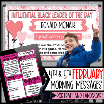 Preview of Morning Message Slides FEBRUARY Daily Black History Month Slides 4th 5th