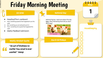 Preview of Morning Meeting Slides- Focusing on Social Emotional Learning