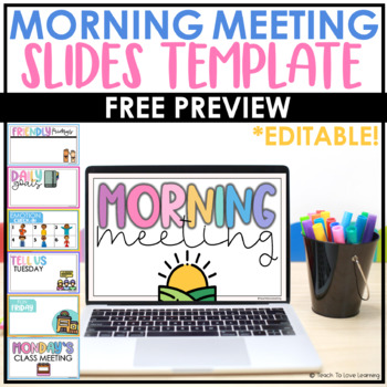 Preview of Morning Meeting Slides Freebie | Activities Social Emotional SEL
