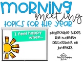 Morning Meeting Slides- Journals and Discussion Starters