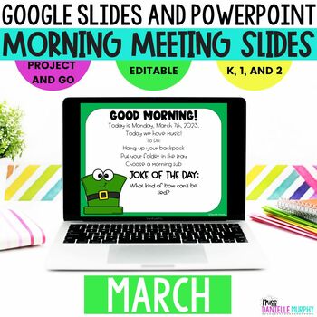 Preview of Morning Meeting Slides March, Morning Meeting Google Slides