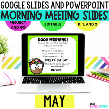 Preview of Morning Meeting Slides May, Spring Morning Meeting Google Slides Digital