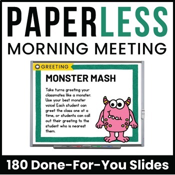 Preview of Morning Meeting Slides - Morning Meeting Activities + Greetings Bundle for K-2