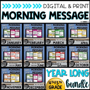 Preview of Morning Meeting Slides Morning Messages 4th 5th Grade YEAR LONG BUNDLE