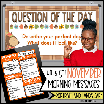 Preview of Morning Meeting Slides | NOVEMBER | Digital Morning Message Slides | 4th 5th