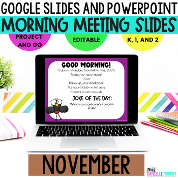 Preview of Morning Meeting Slides November, Fall Morning Meeting Google Slides 1st Grade