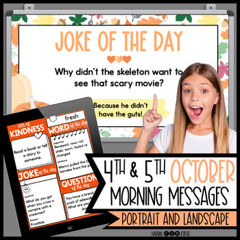 Preview of Morning Meeting Slides OCTOBER Digital Morning Message Slides 4th 5th grade